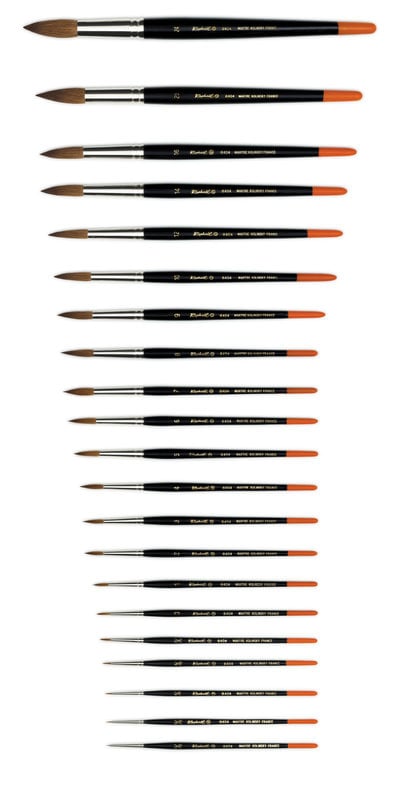 RAPHAEL KOLINSKY "S" watercolor brush with fine point sable 8404 N°6.  The brushes of the Kolinsky "S" range are brushes of excellence and professional quality. They offer incredible precision and finesse.  Made of Kolinsky sable (Siberian mink), they have an inc