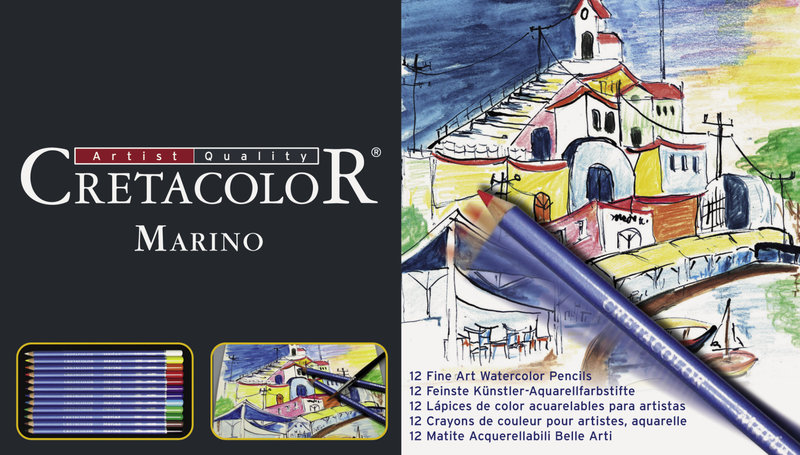 CRETACOLOR Boîte métal Crayon Aquarelle Marino12 couleurs