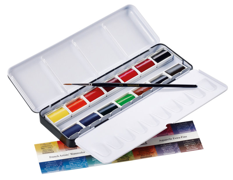 SENNELIER Boîte métal Aquarelle Extra fine 14 Godets