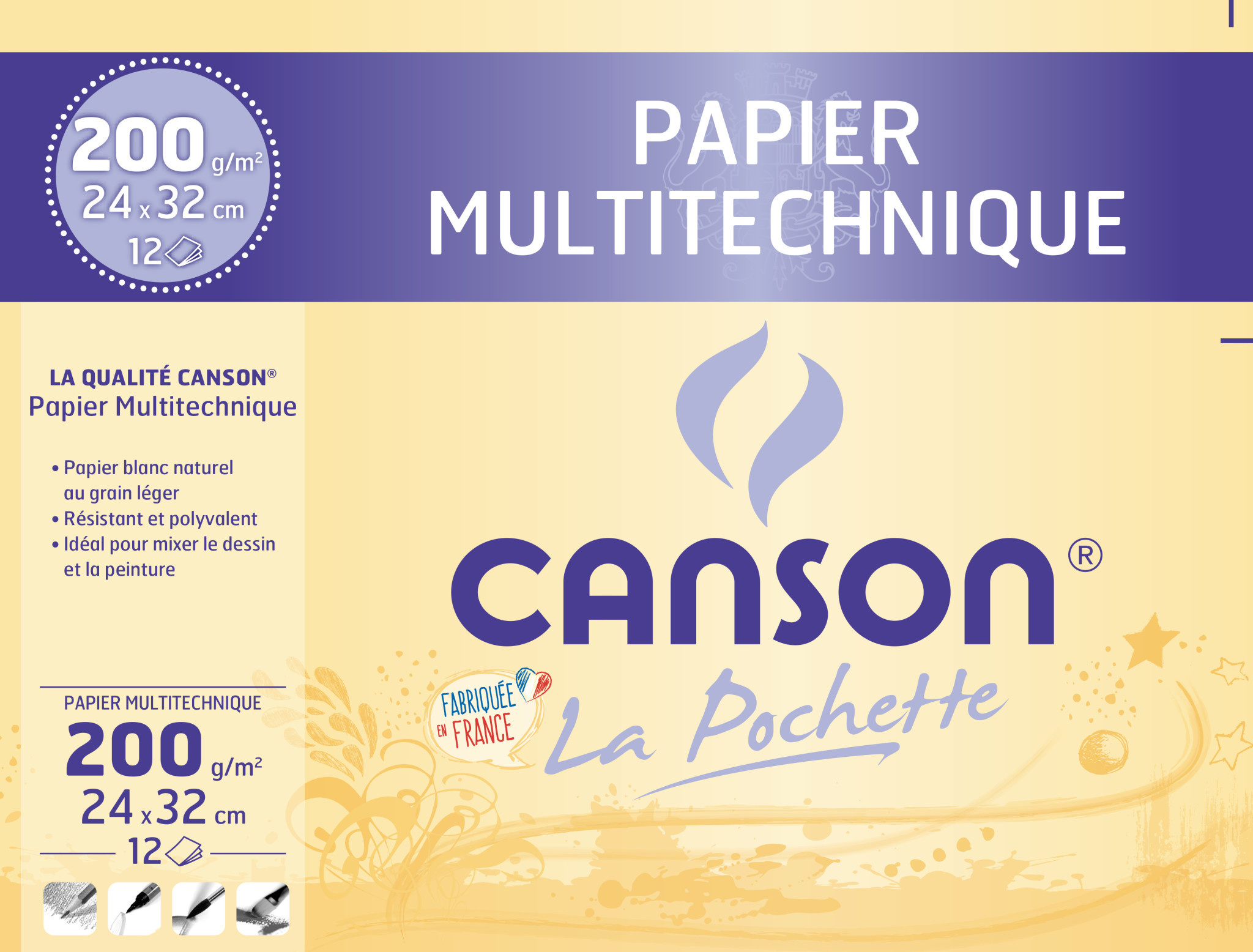 Canson - Beaux arts - Pochette de papier à dessin blanc - 10