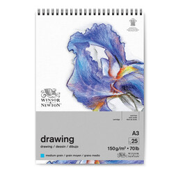 WINSOR & NEWTON Papier Dessin Bloc Spirale Grain Moyen 150G A3 25F