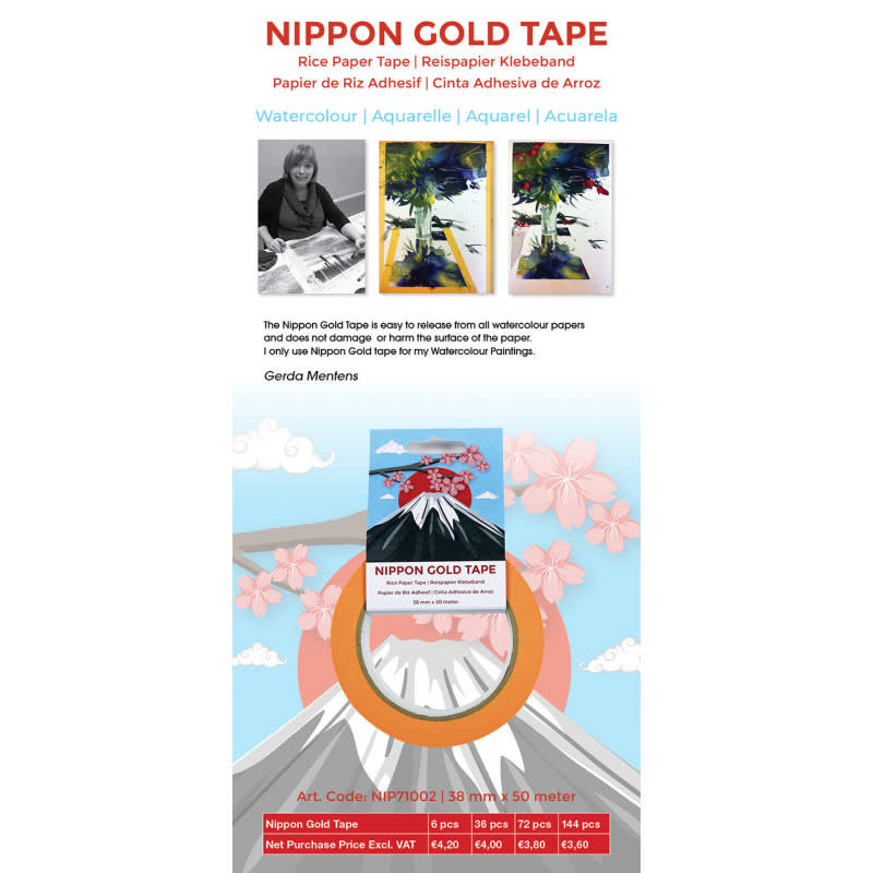 NIPPON GOLD TAPE Nippon Gold Tape Ruban Adhésif pour Aquarelle papier de riz 38mm