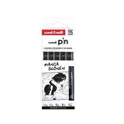 UNI-BALL Pochette Pf 5 Feutres Pin Calibres Noir Uni Ball 0.05 0.3 0.8 1.2 Br