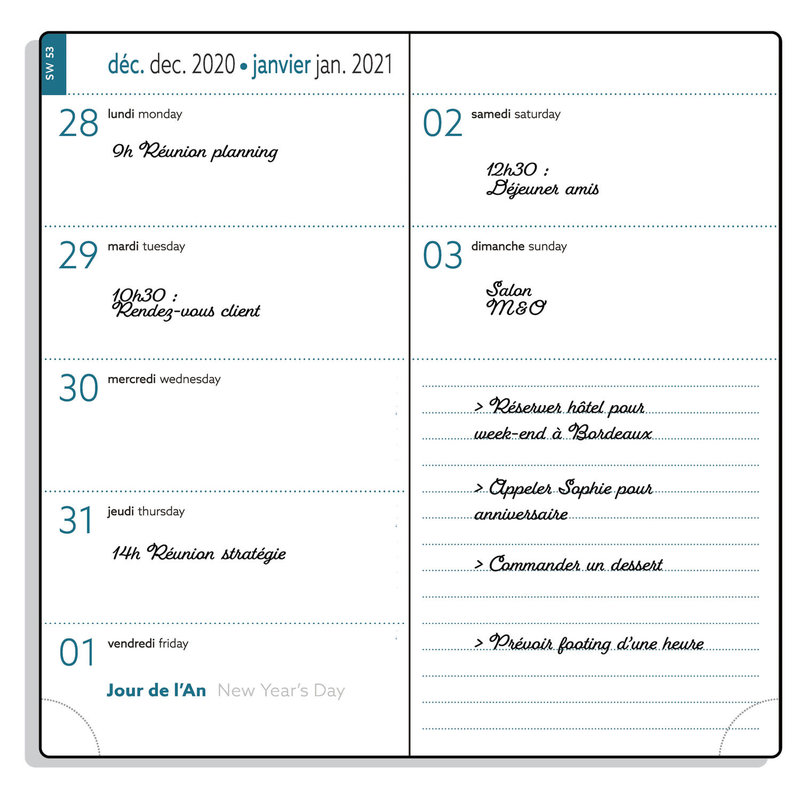 EXACOMPTA Agenda de poche EasyTime 17 Mini Labo 9 x 17 cm Semainier Janvier à décembre 2023 - Visuel Oiseaux