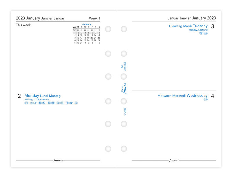 FILOFAX Deux jours par page - multilingue - Pocket - 2024