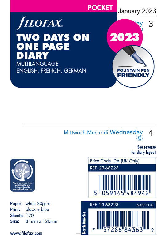 FILOFAX Deux jours par page - multilingue - Pocket - 2024