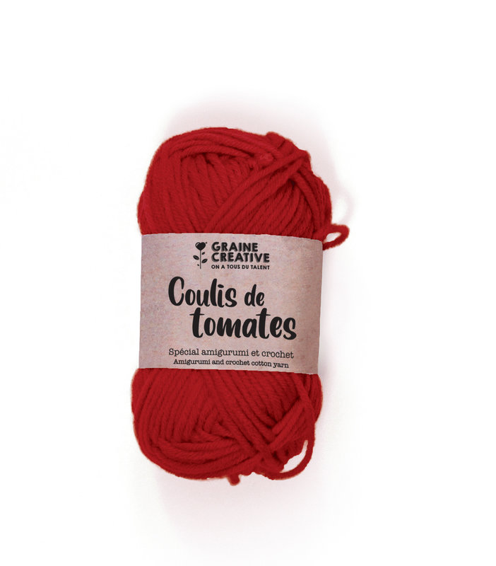 GRAINE CREATIVE Fil De Coton Rouge 27G Env 55M - Amigurumi Coulis De Tomates