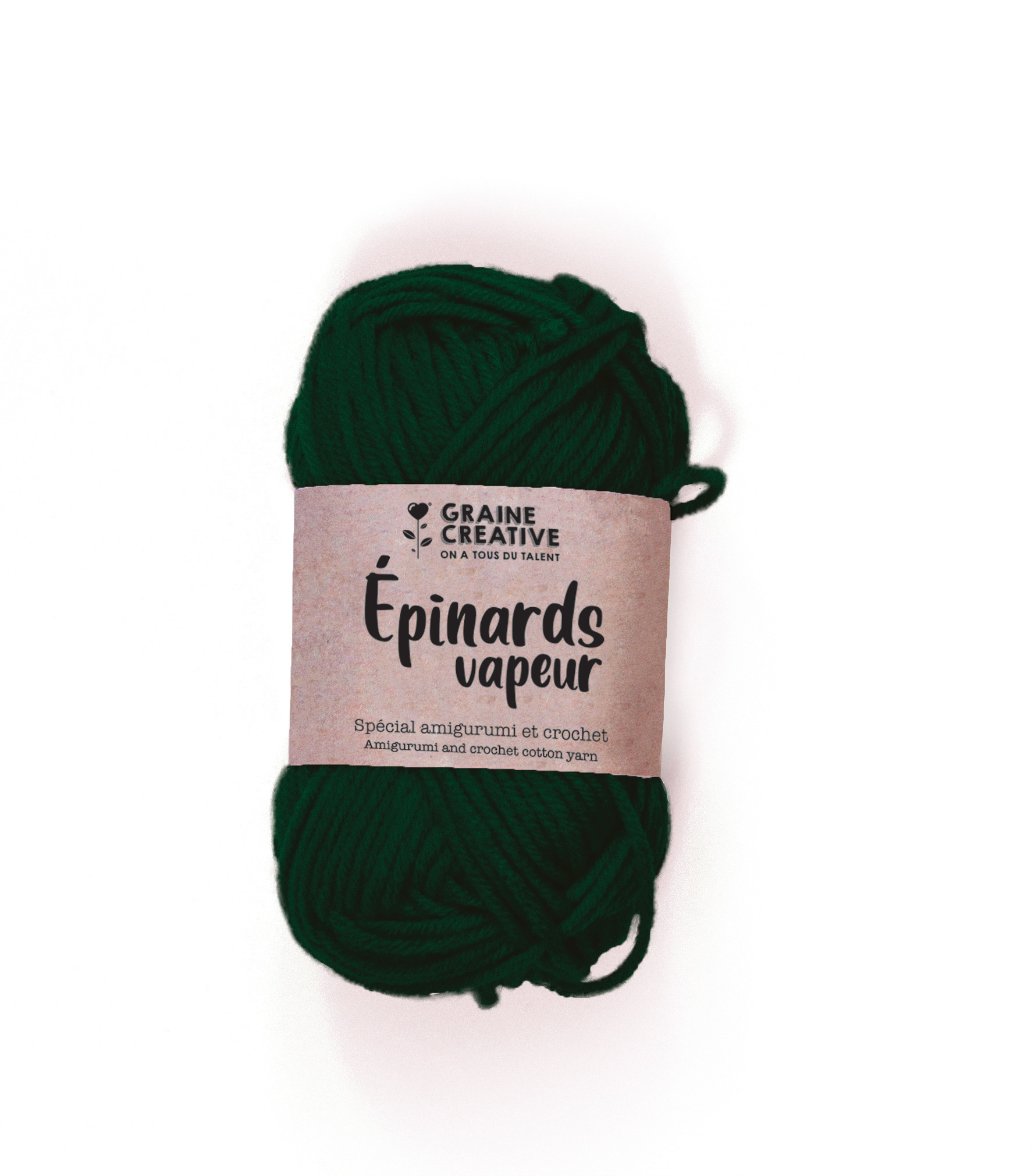 GRAINE CREATIVE Fil De Coton Vert Foret 27G Env 55M - Amigurumi Epinards Vapeur