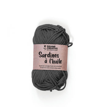 GRAINE CREATIVE Fil De Coton Gris Fonce 27G Env 55M - Amigurumi Sardines A L'Huile