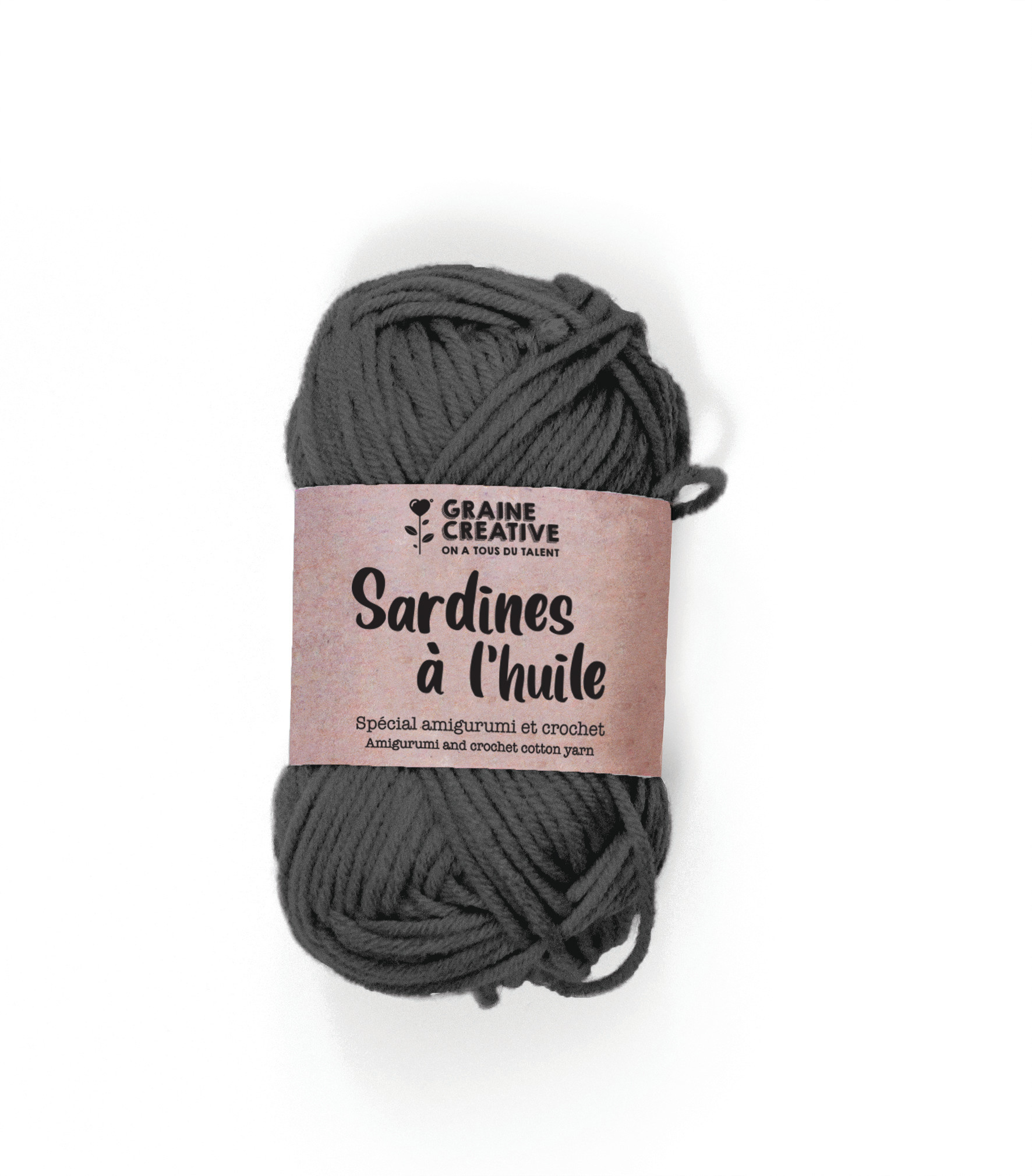 GRAINE CREATIVE Fil De Coton Gris Fonce 27G Env 55M - Amigurumi Sardines A L'Huile