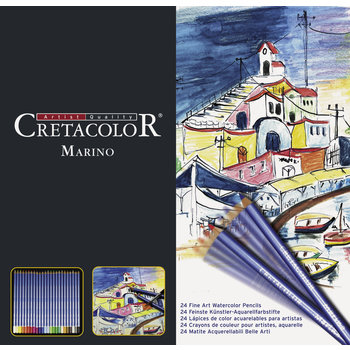 CRETACOLOR Boîte métal Crayon Aquarelle Marino 24 couleurs