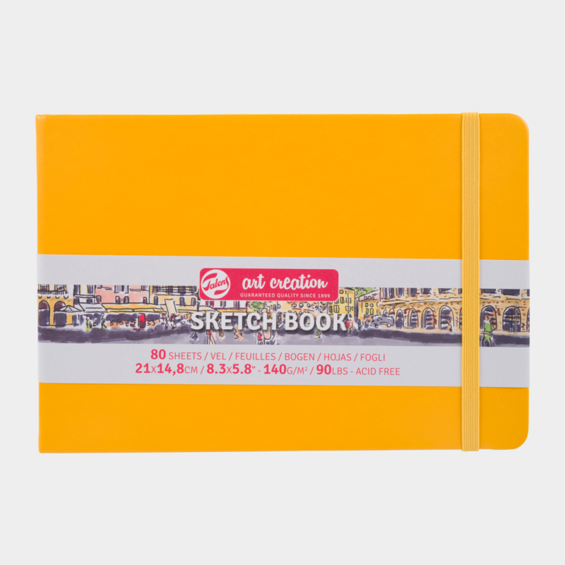 TALENSARTCREATION Cahier de Croquis Jaune Doré 21 x 14.8 cm 140 g 80 Feuilles