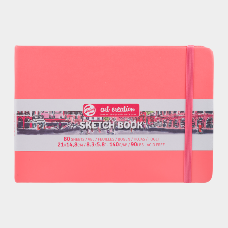 TALENSARTCREATION Cahier de Croquis Rouge Corail 21 x 14.8 cm 140 g 80 Feuilles