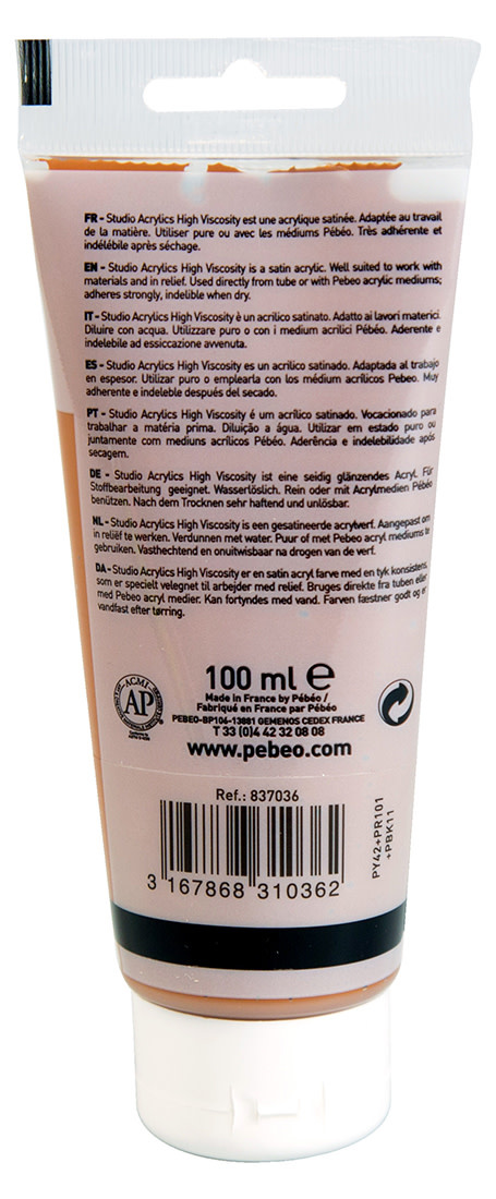 PEBEO Acrylique Fine Studio Acrylics 100 Ml Sienne Naturelle