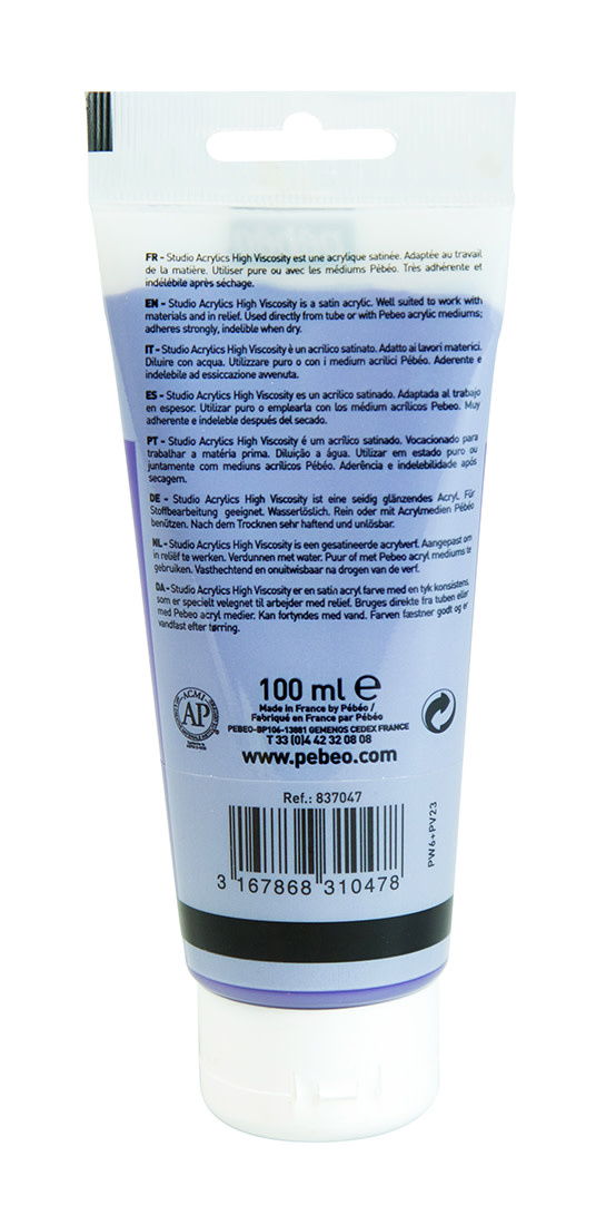PEBEO Acrylique Fine Studio Acrylics 100 Ml Violet Cobalt Foncé Imitation