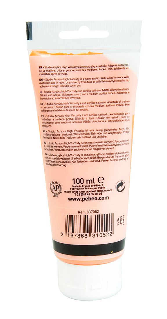 PEBEO Acrylique Fine Studio Acrylics 100 Ml Jaune Cadmium Foncé Imitation