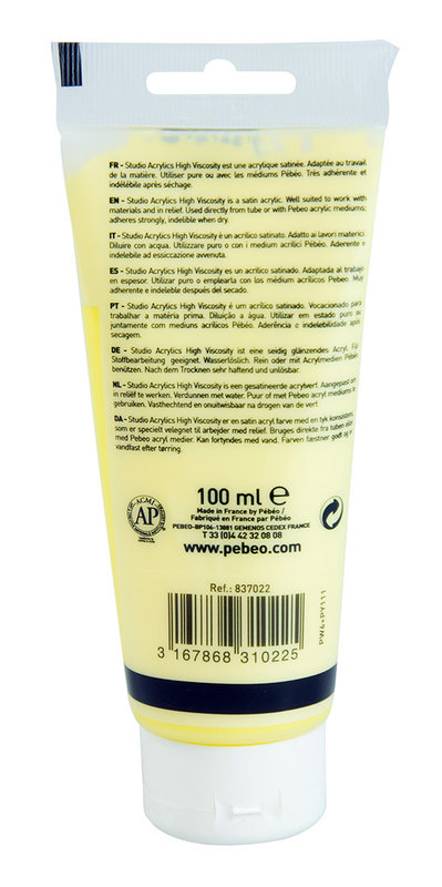 PEBEO Acrylique Fine Studio Acrylics 100 Ml Jaune Cadmium Citron Imitation