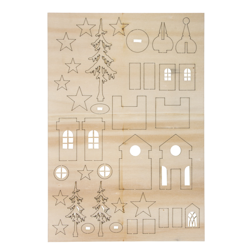 RAYHER Kit en bois Eglise de Noël, 37 pièces, sct.-LS 1pce.