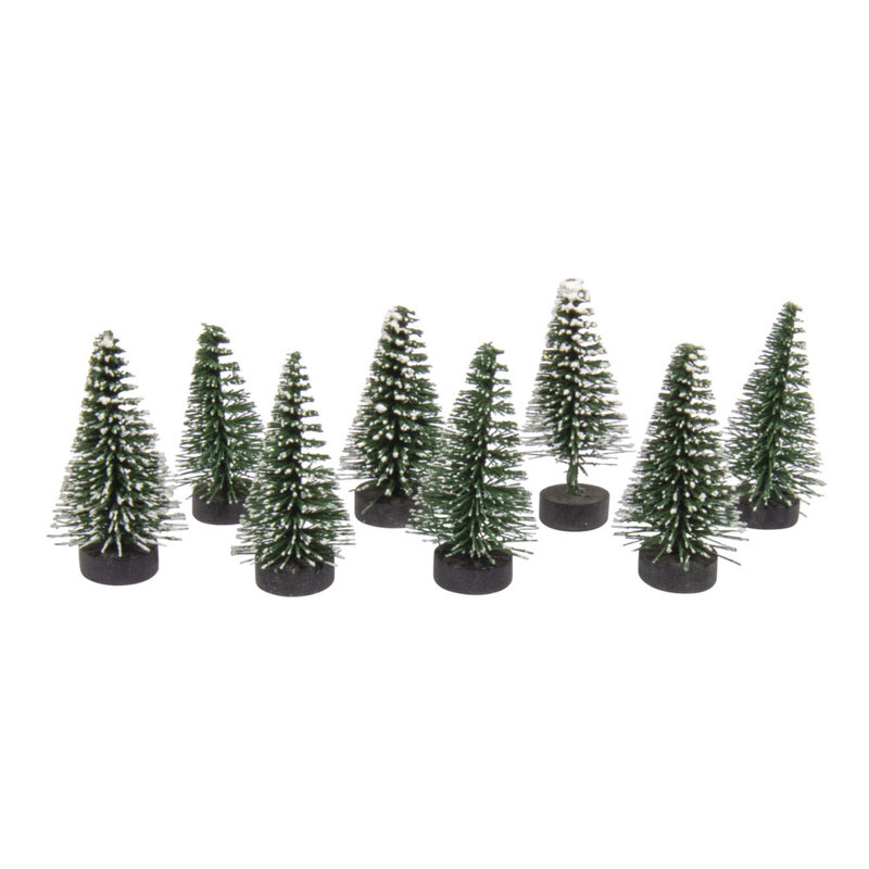 RAYHER Sapin décoratif enneigé, 5cm, vert , Boîte PVC 8pces