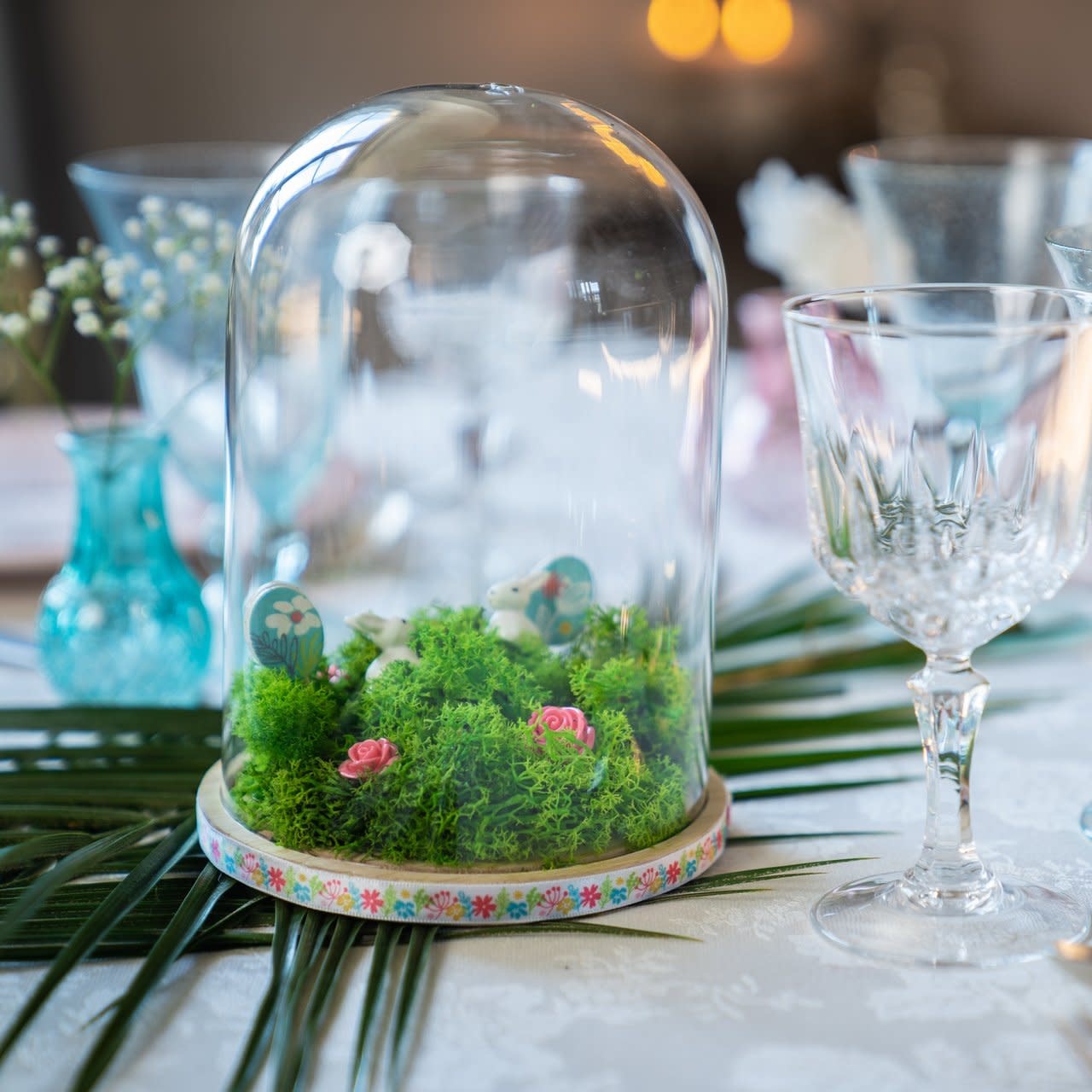 Cloche en verre XL et son socle de bois