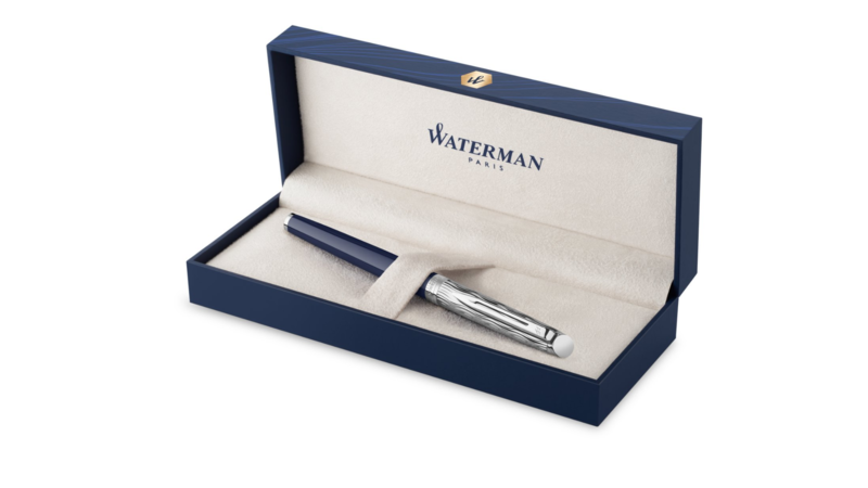 WATERMAN Hémisphère Deluxe Stylo roller, Bleu, finitions palladium, recharge noire pointe fine