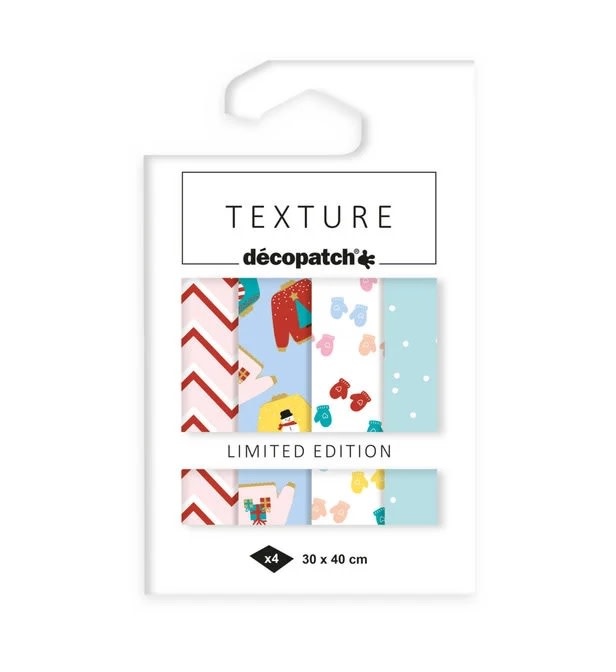 DECOPATCH Assortiment 4 papiers foil Noel Maille Xmas