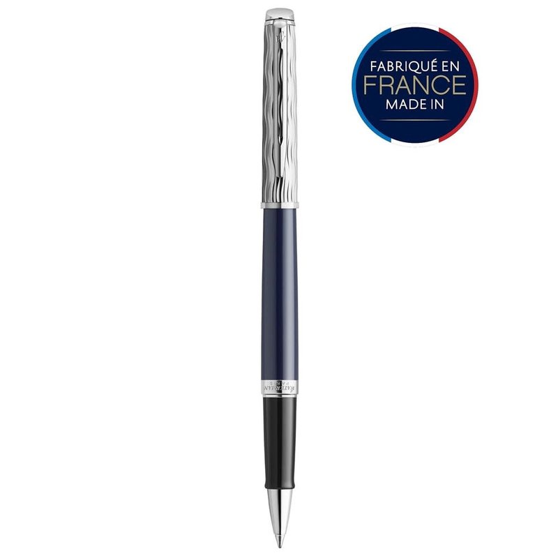 WATERMAN Hémisphère Deluxe Stylo roller, Bleu, finitions palladium, recharge noire pointe fine