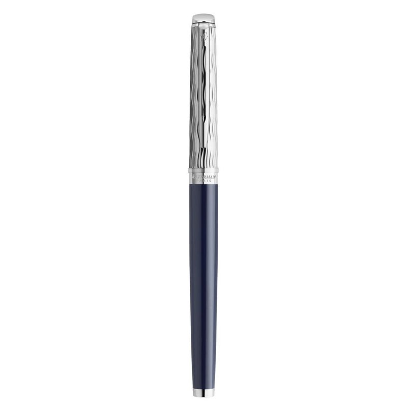 WATERMAN Hémisphère Deluxe Stylo roller, Bleu, finitions palladium, recharge noire pointe fine