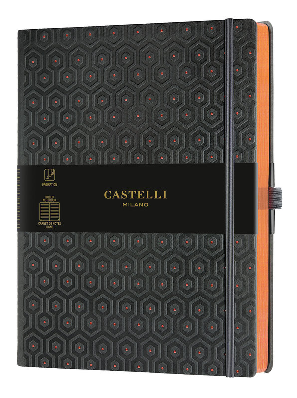 CASTELLI Carnet C&G Très Grand Format Ligné Honeycomb Copper