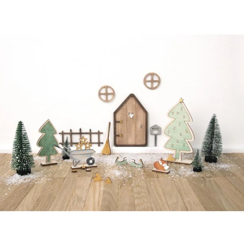 RAYHER Porte en bois Lutin Tomte,FSC Mix Credit, nature, 1-12,8cm, 24 pces, sct.-LS 1 kit