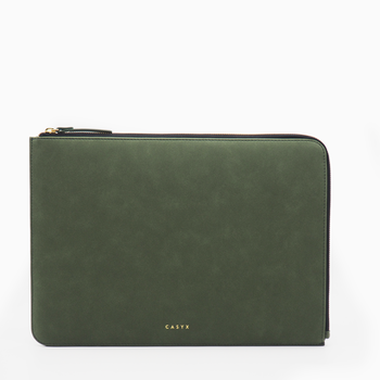 CASYX Pochette ordi. 13" en daim, gamme Atelier Olive