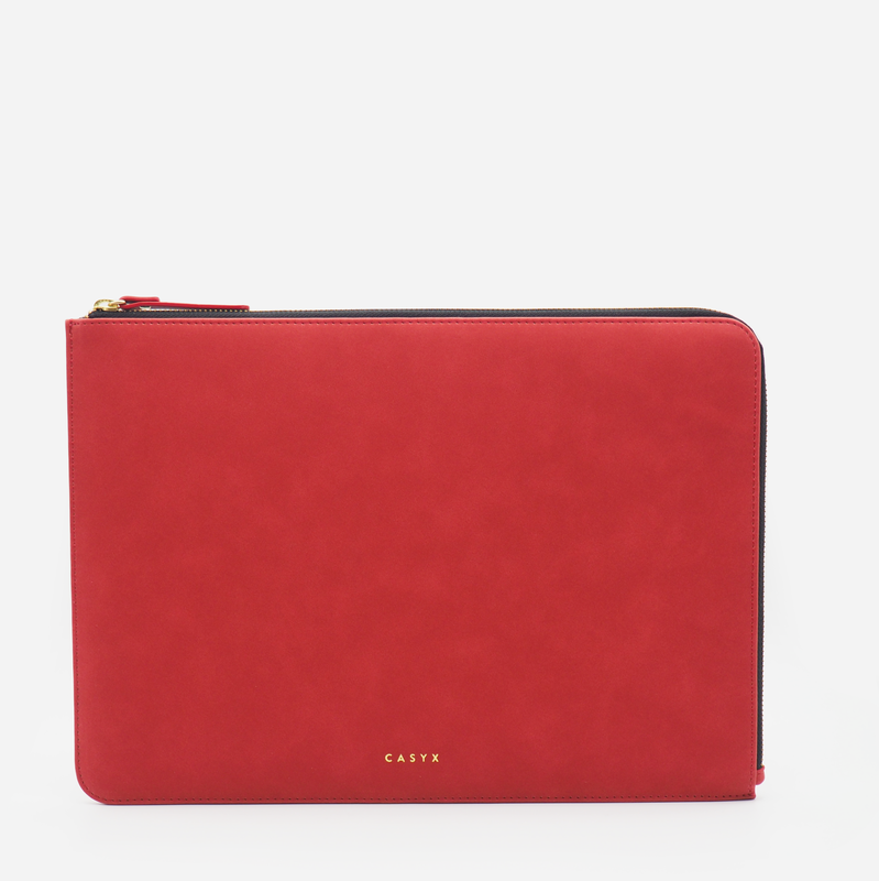 CASYX Pochette ordi. 13" en daim, gamme Atelier Carmin