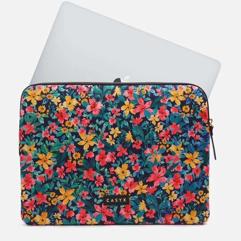 CASYX Pochette ordinateur 13' et 14' Flowers Dark