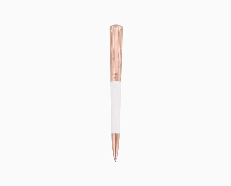 DUPONT S.T Stylo bille Liberté laque blanche et or rose