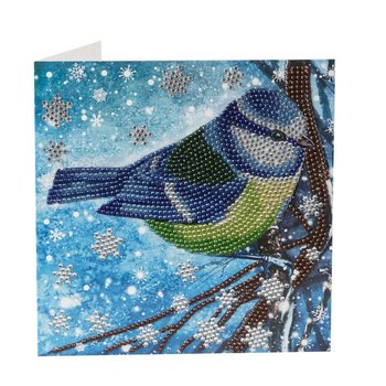 CRYSTAL ART Kit carte broderie diamant 18x18cm Mésange en hiver