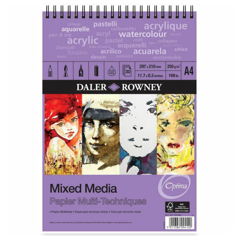DALER ROWNEY Optima Bloc  Mix Media Spi A4 250G 30F