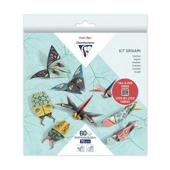 CLAIREFONTAINE Kit Origami, Pochette De 60 Feuilles 10X10Cm  15X15Cm  20X20Cm 70G, Décor Insectes