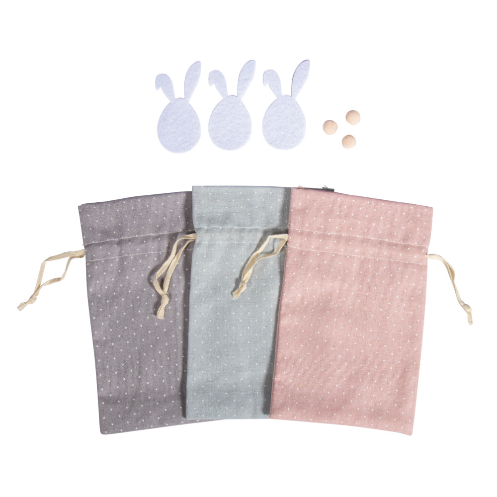 RAYHER Kit Sachets en tissu avec Lapin, 12x19,5cm, sct.-LS 3 kit