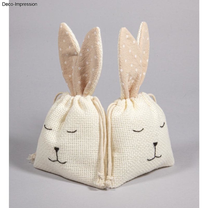 RAYHER Sachets en tissu Lapin, 12x21cm, sct.-LS 2pces