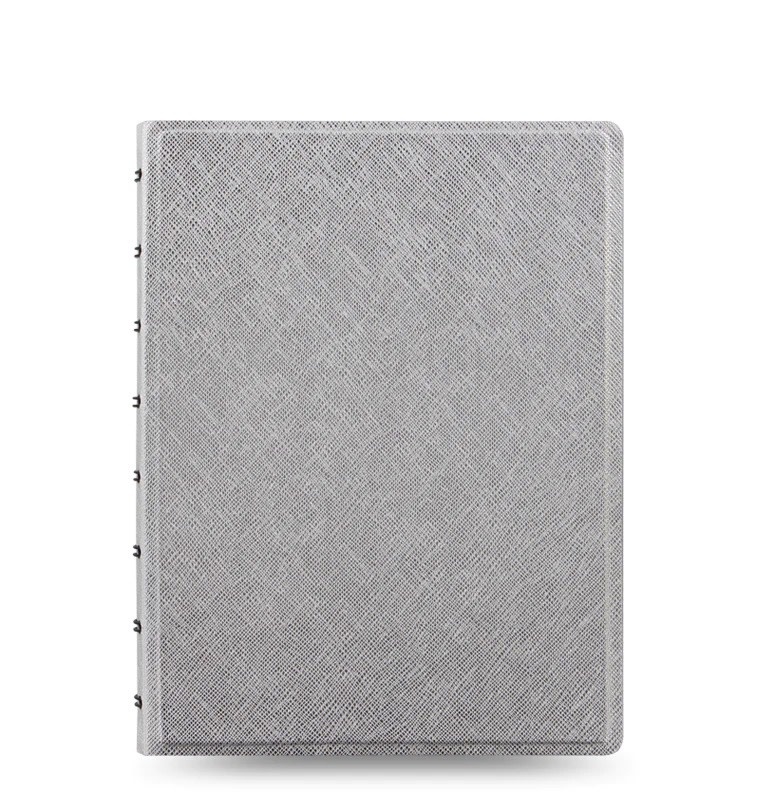 A5 Saffiano Metallic Notebook Silver - Papeterie Michel