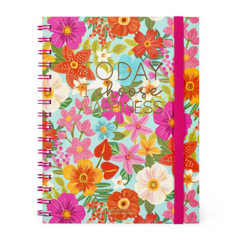 LEGAMI Lined Spiral-Bound Notebook - Spiral Notebook - Large - Flowers