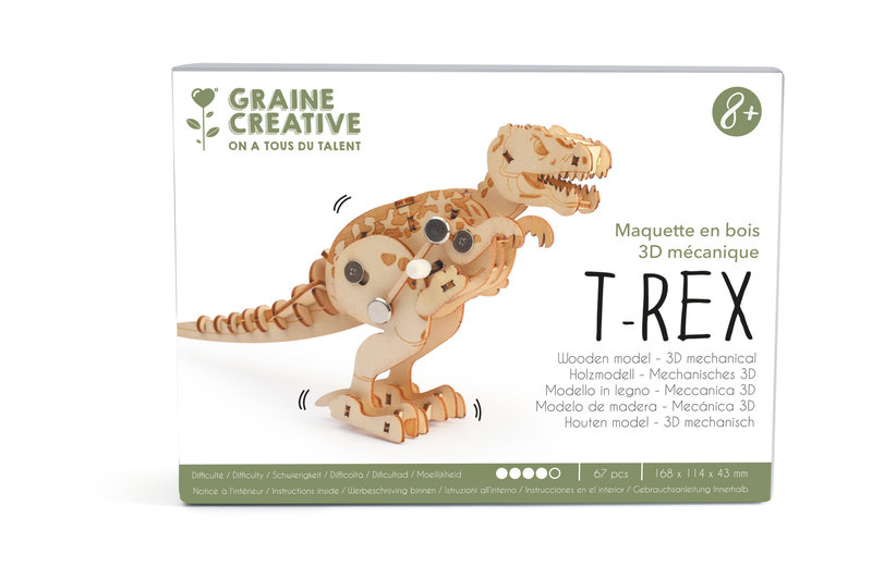 GRAINE CREATIVE Maquette en bois 3D Mécanique T_Rex