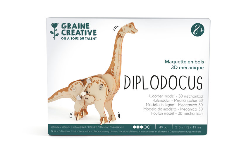 GRAINE CREATIVE Maquette  En Bois 3D Mecanique  Diplodocus