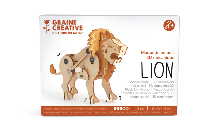 GRAINE CREATIVE Maquette  En Bois 3D Mecanique  Lion