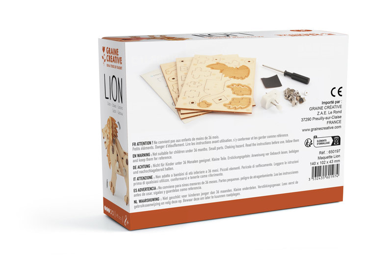 GRAINE CREATIVE Maquette  En Bois 3D Mecanique  Lion