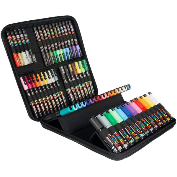 UNI-BALL Mallette de 60 marqueurs Posca Pointes assorties Couleurs assorties