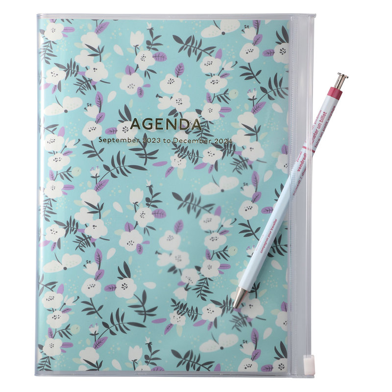 Agenda Semainier 2023-2024 - 13x18 cm - Septembre 2023 À Août 2024 -  Feuilles Roses Et Rouges - Draeger Paris - Agenda scolaire - Achat & prix