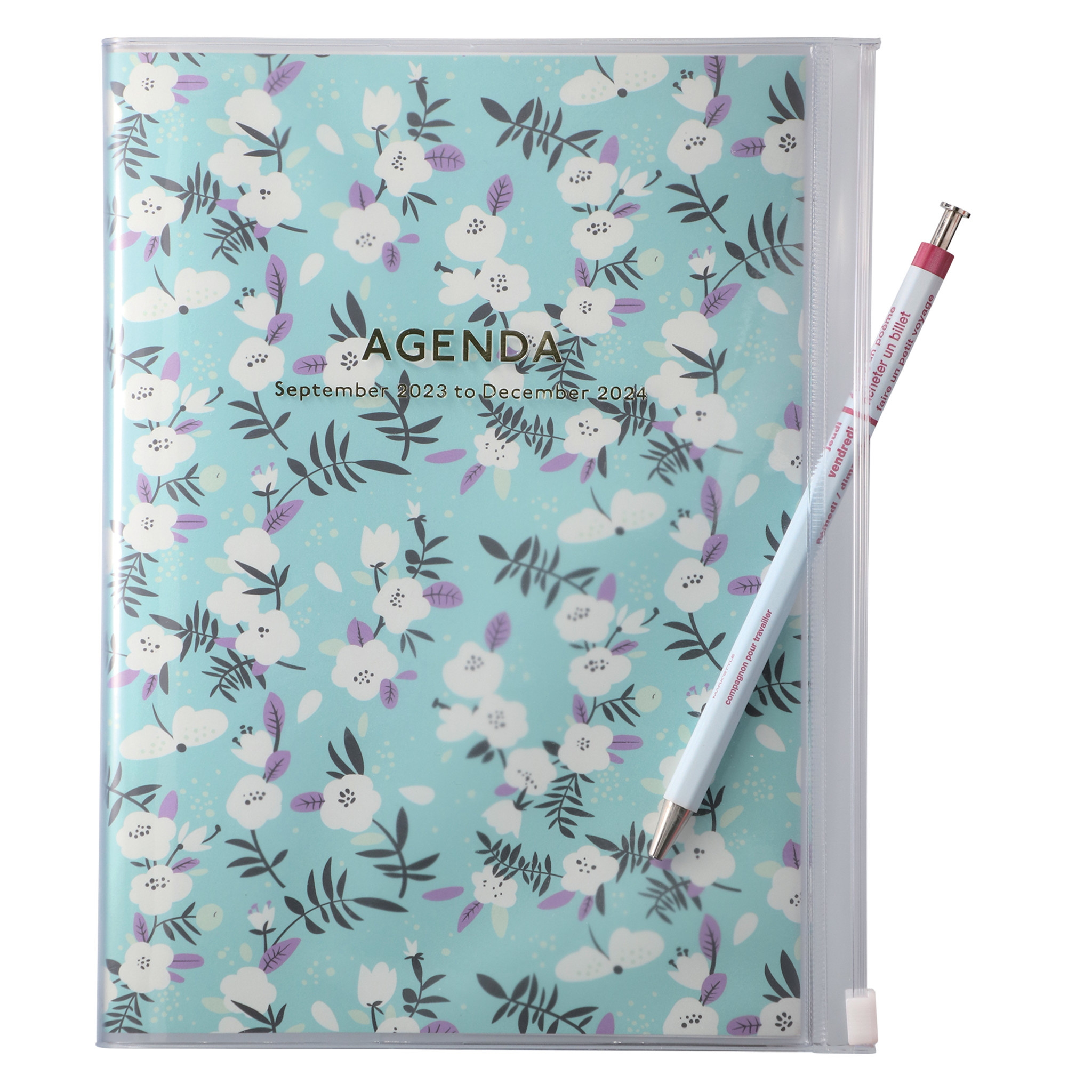 Agenda scolaire Sept 2023 Déc 2024 A5 Flower Pattern / Turquoise -  Papeterie Michel