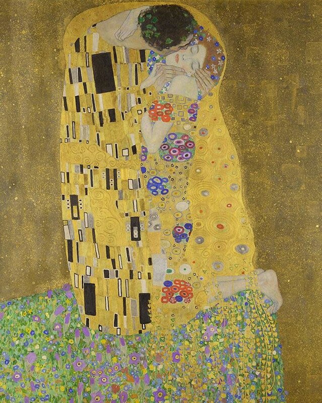 FIGURED'ART Peinture par numéros Klimt Le baiser taille 40x50cm toile tendue sur chassis