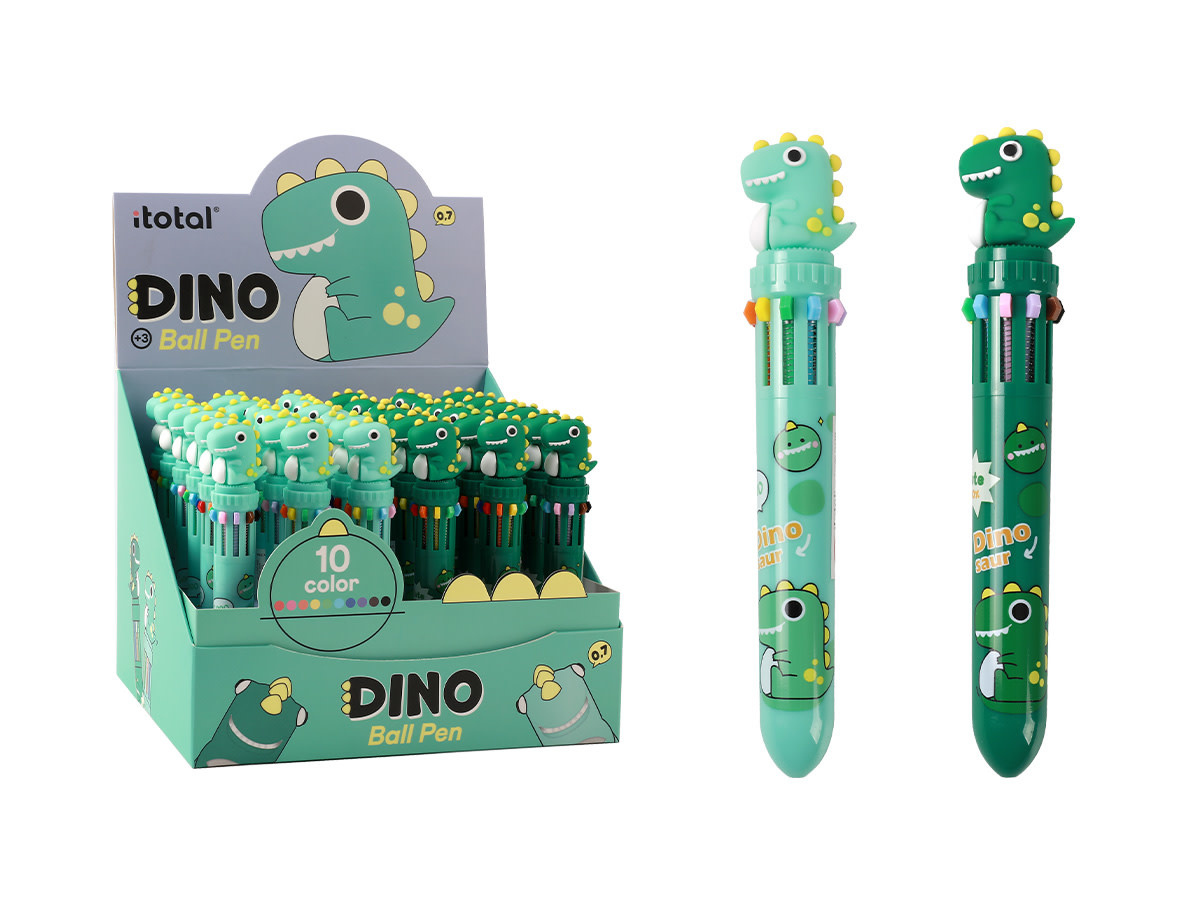 Stylo multicolore Dino 10 couleurs modèles aléatoires - Papeterie